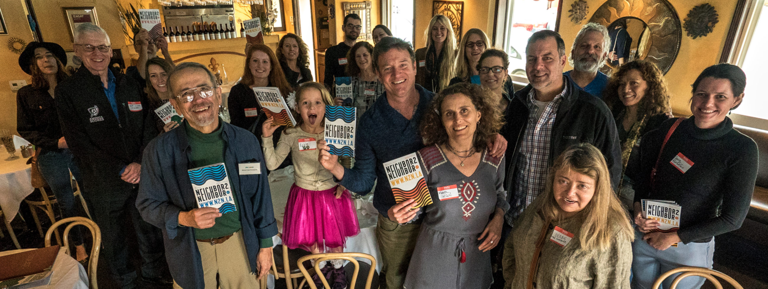 Handpicked business owners and nonprofit directors at the 2018 Neighbor2Neighbor launch party at Soleil French Restaurant in Westwood